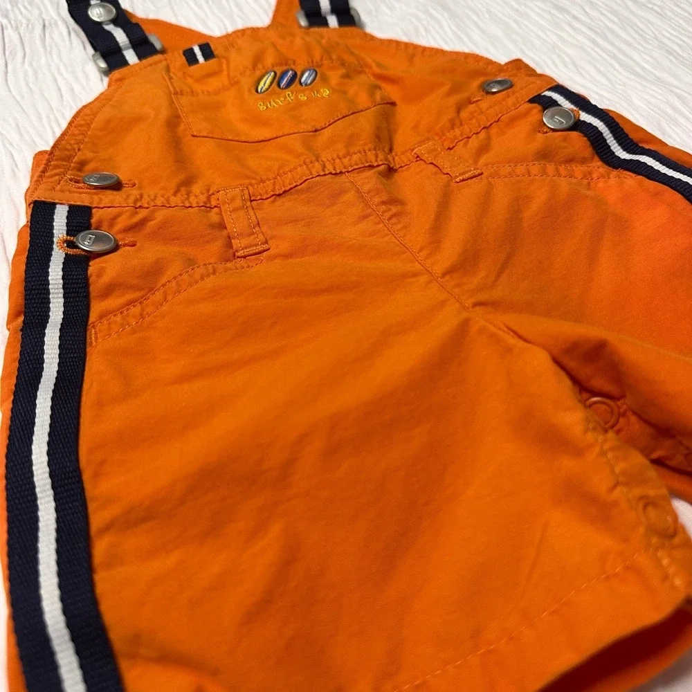 Gymboree Vintage Y2K 2001 Overalls Surfs‎ Up Orange Navy Cotton Blend 0-3 Months